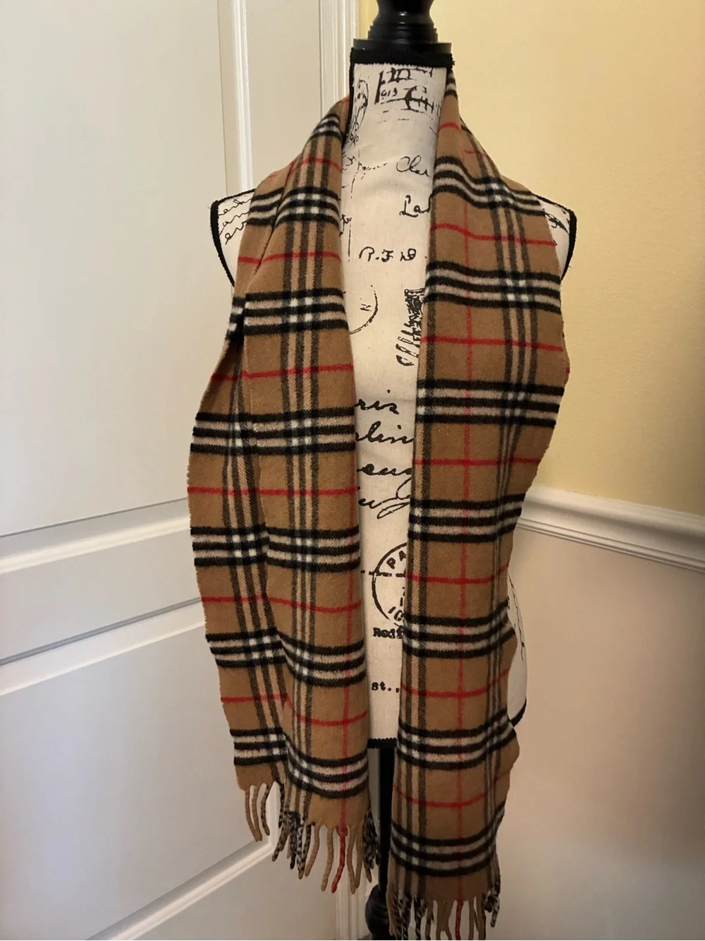 Burberry nova check lambswool unisex Classic Plaid Fringe Scarf - Beige